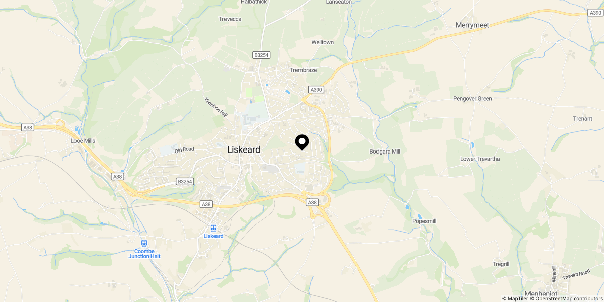 Approximate location of Catchfrench Crescent, Liskeard, PL14 3FB