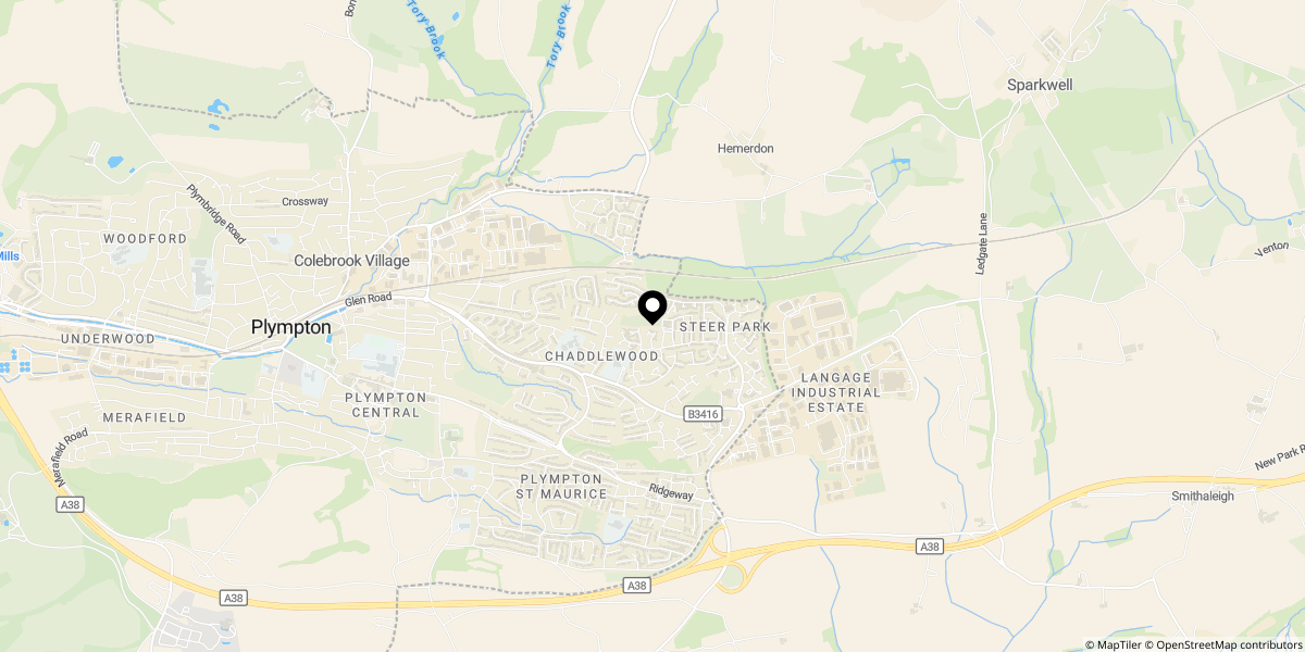 Approximate location of Redwood Drive, Chaddlewood, Plympton, PL7 2FS